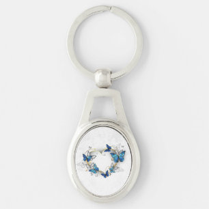 Jewellery Heart with Butterflies Morpho Key Ring