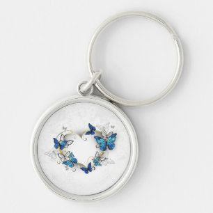Jewellery Heart with Butterflies Morpho Key Ring