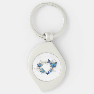 Jewellery Heart with Butterflies Morpho Key Ring
