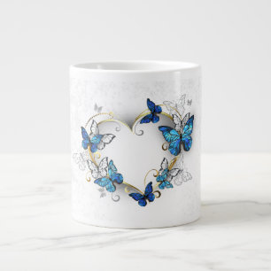 Jewellery Heart with Butterflies Morpho Large Coffee Mug