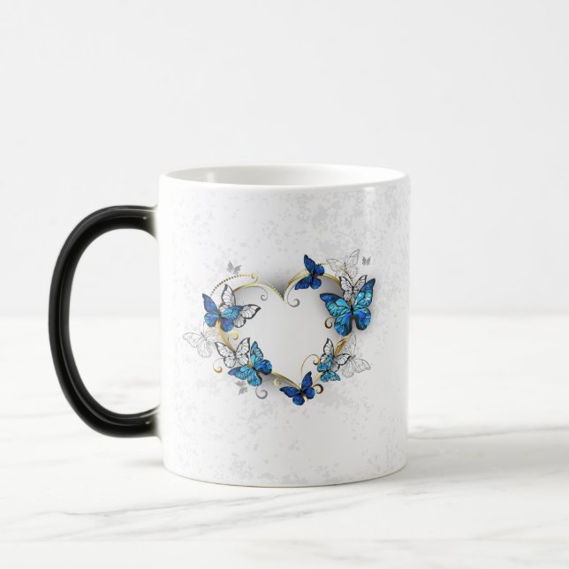 Jewellery Heart with Butterflies Morpho Magic Mug (Left)