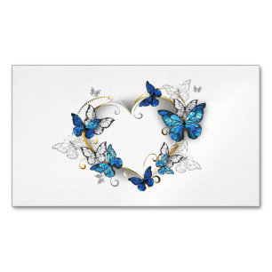 Jewellery Heart with Butterflies Morpho Magnetic Business Card