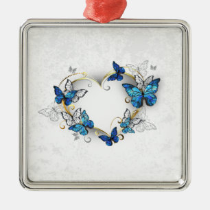 Jewellery Heart with Butterflies Morpho Metal Tree Decoration