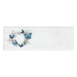 Jewellery Heart with Butterflies Morpho Name Tag
