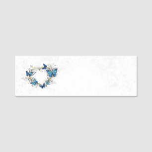 Jewellery Heart with Butterflies Morpho Name Tag