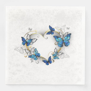 Jewellery Heart with Butterflies Morpho Napkin