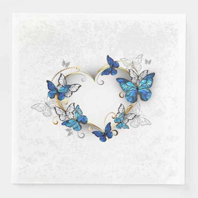 Jewellery Heart with Butterflies Morpho Napkin (Front)