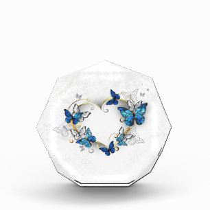 Jewellery Heart with Butterflies Morpho Photo Block