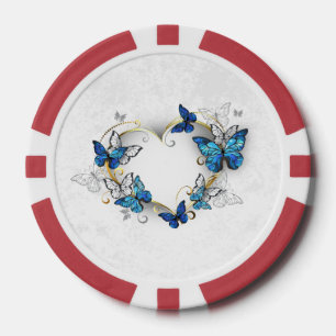 Jewellery Heart with Butterflies Morpho Poker Chips