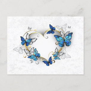 Jewellery Heart with Butterflies Morpho Postcard