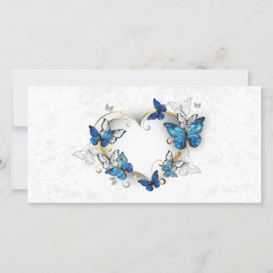 Jewellery Heart with Butterflies Morpho Save The Date