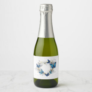Jewellery Heart with Butterflies Morpho Sparkling Wine Label