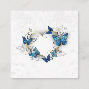 Jewellery Heart with Butterflies Morpho Square Business Card