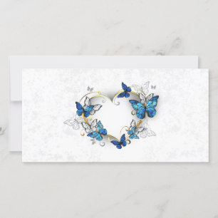 Jewellery Heart with Butterflies Morpho Thank You Card