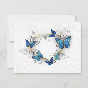 Jewellery Heart with Butterflies Morpho Thank You Card