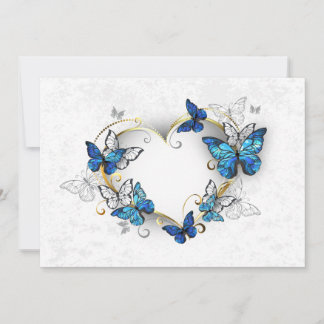 Jewellery Heart with Butterflies Morpho Thank You Card