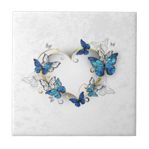 Jewellery Heart with Butterflies Morpho Tile