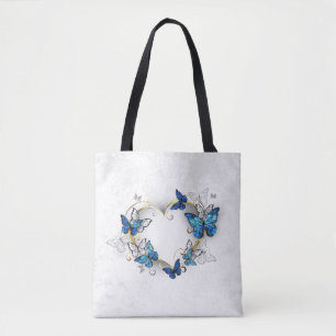 Jewellery Heart with Butterflies Morpho Tote Bag