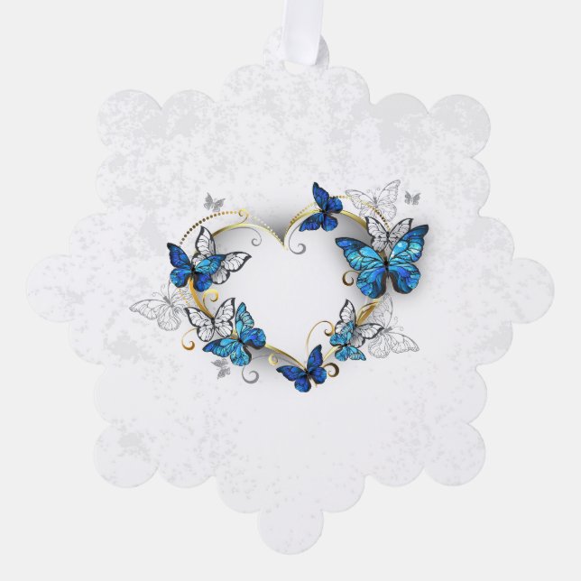 Jewellery Heart with Butterflies Morpho Tree Decoration Card (Front)