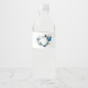 Jewellery Heart with Butterflies Morpho Water Bottle Label