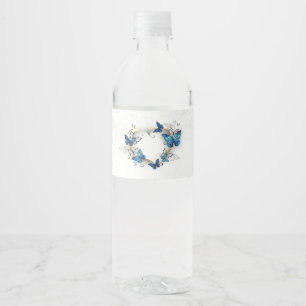 Jewellery Heart with Butterflies Morpho Water Bottle Label