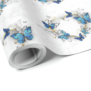 Jewellery Heart with Butterflies Morpho Wrapping Paper