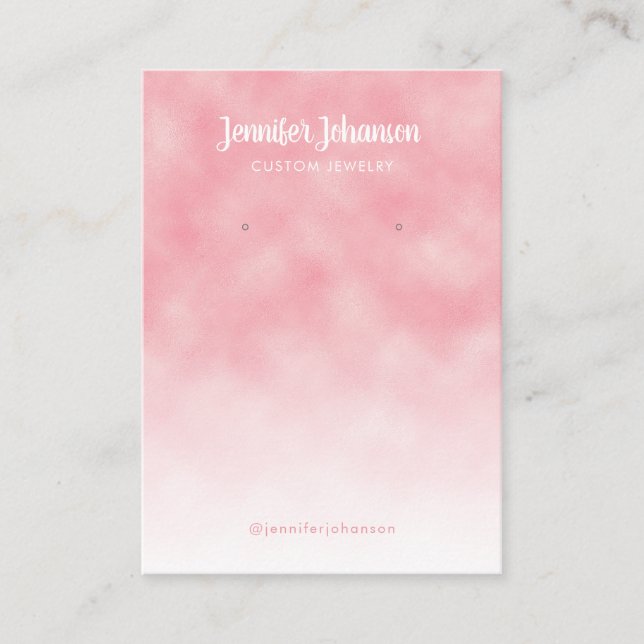Jewellery holder earrings modern metallic pink whi business card (Front)