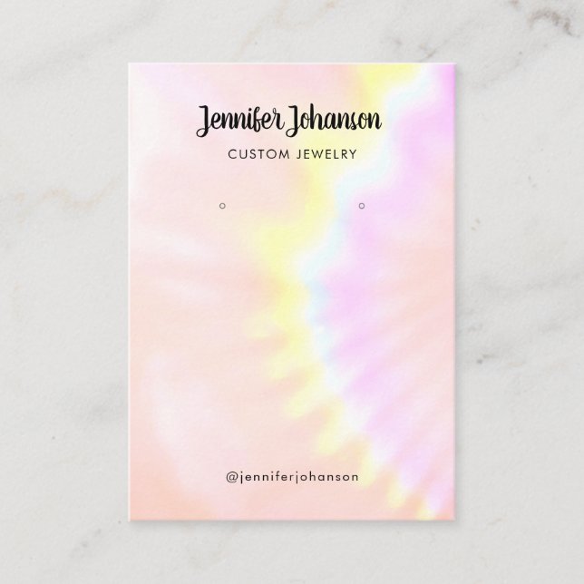 Jewellery Holder Earrings Pink Rainbow Holographic Business Card (Front)