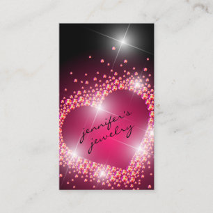 Jewellery Hot Pink Diamonds gems Heart Business Card