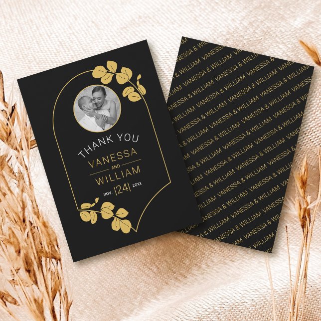 Jewellery inspired frame and leaves thank you card (Creator Uploaded)