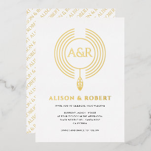 Jewellery inspired frame with initials white weddi