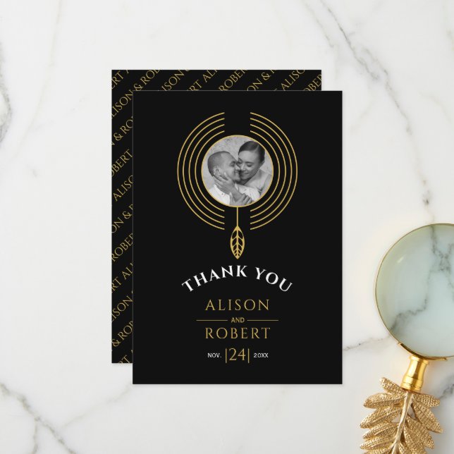 Jewellery inspired frame with photo thank you card (Front/Back In Situ)