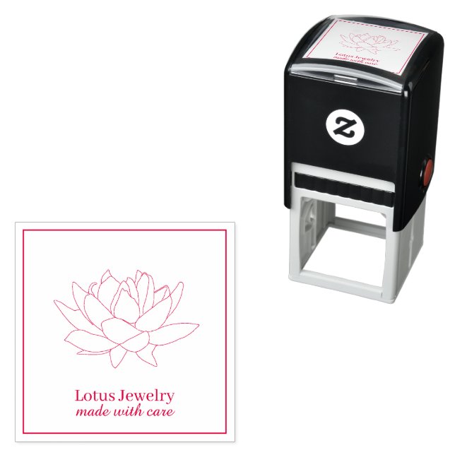 Jewellery lotus flower add your logo branded self-inking stamp (In Situ)