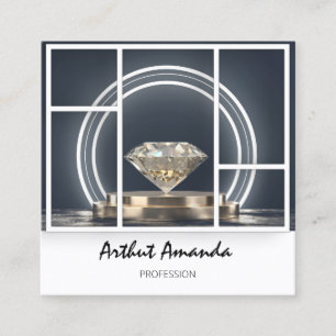 Jewellery Luxury Goods Boutique Custom Logo Diamon Square Business Card