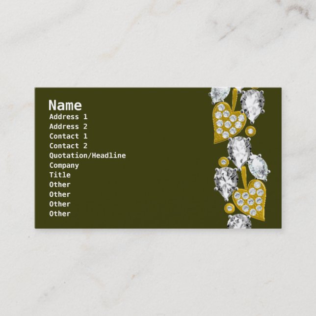 Jewellery-Olive green Business Card (Front)