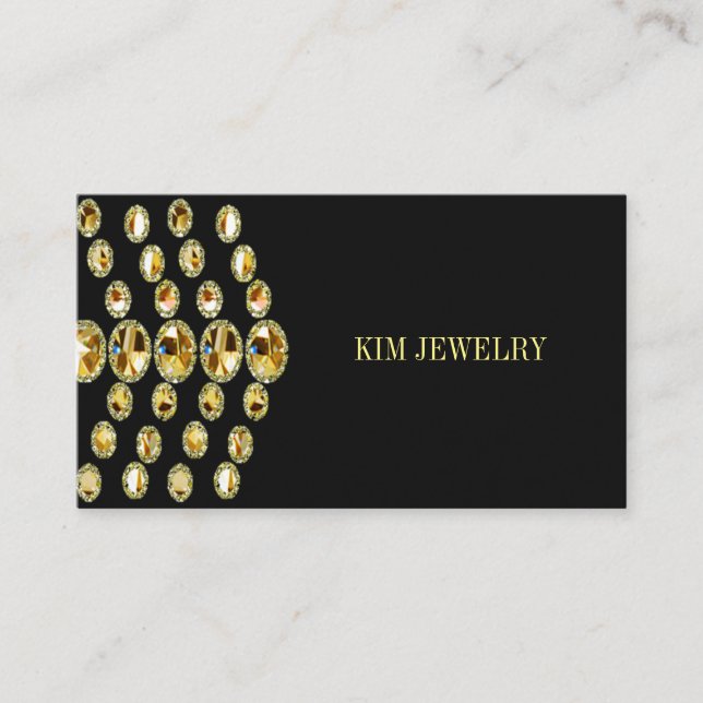 Jewellery On Black Business Card (Front)