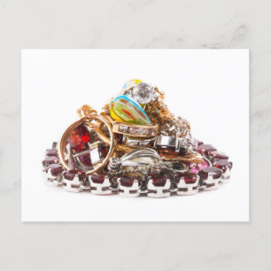 Jewellery on white postcard