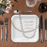 Jewellery Pearl Necklace Bridal Shower Paper Plate<br><div class="desc">Elegant Silver Pearl Necklace Bridal Shower Paper Plates . It’s very easy to customise,  with your personal details. Matching items available.</div>