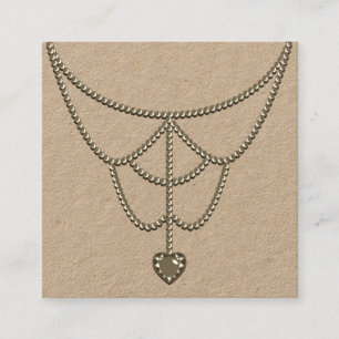 Jewellery Pearls Heart Pendant Necklace Glam Displ Square Business Card