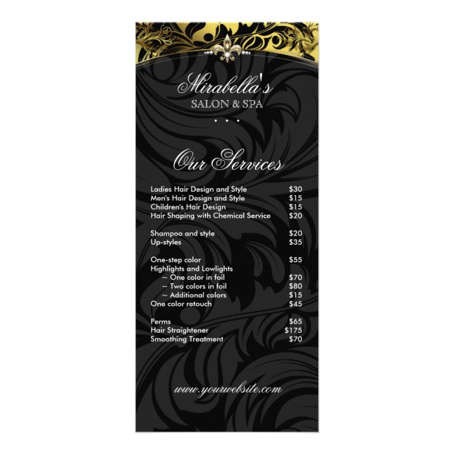 Jewellery Rack Card Fashion Fleur de lis Black Gol (Front)