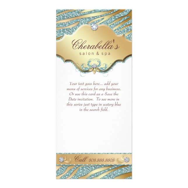 Jewellery Rack Card Teal Gold Sparkle (Front)