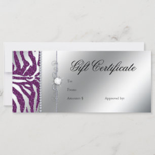 Jewellery Rack Card Zebra Purple Sparkle Silver