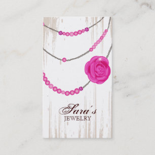 Jewellery Rose Necklace Brown Pink Business Card