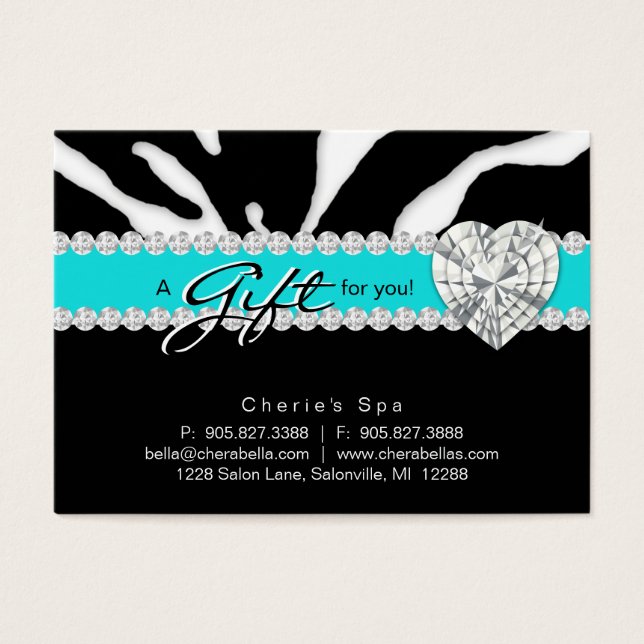 Jewellery Salon Gift Card Zebra Animal Lips Blue (Front)