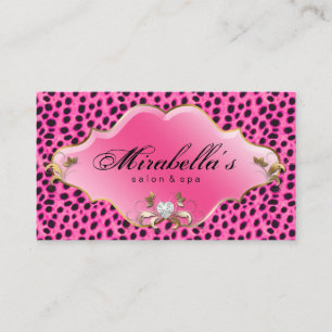Jewellery Salon Spa Business Card Pink Leopard