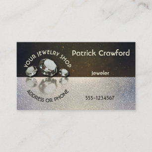 Jewellery Shop Jeweller Three Diamonds On Gold Business Card
