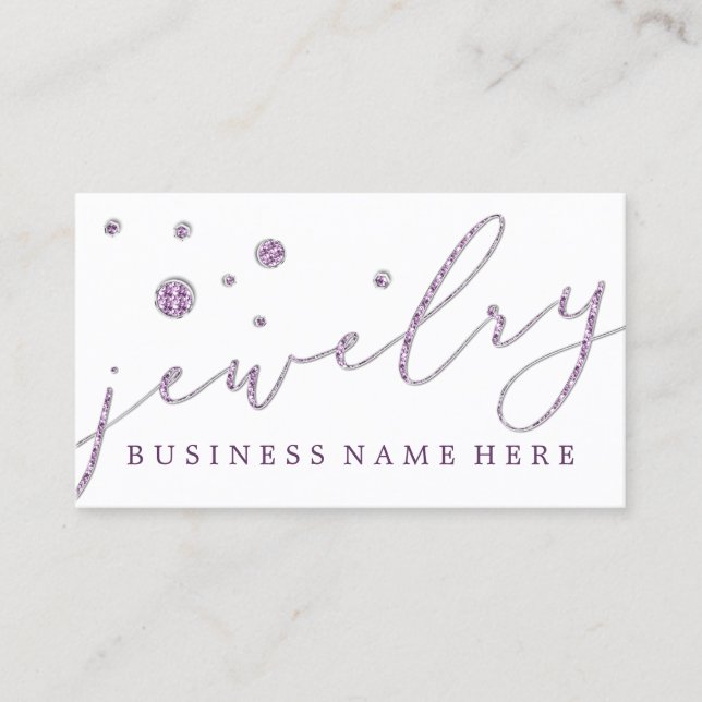 Jewellery Signature Purple Diamond Accessories Business Card (Front)