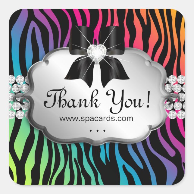 Jewellery Sticker Zebra Rainbow Salon (Front)