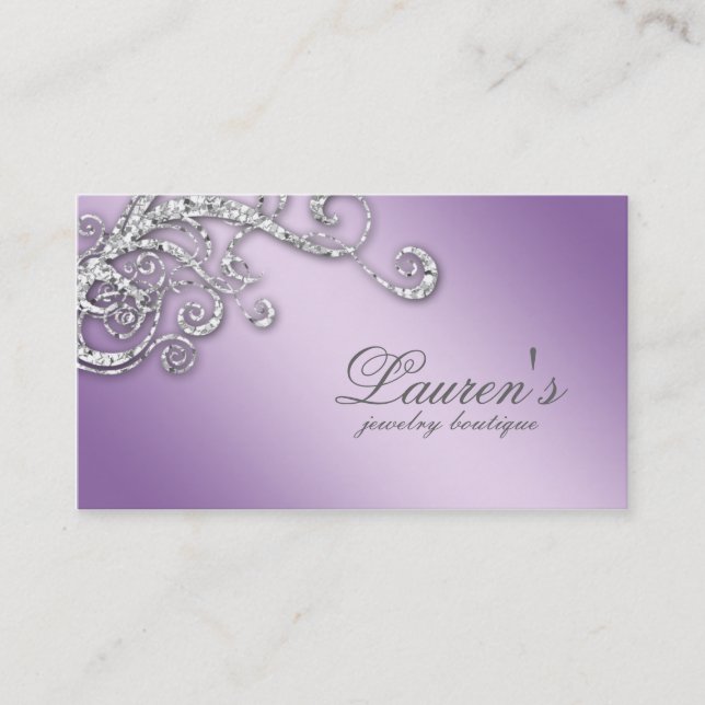Jewellery Swirl Business Card Glitter Diamond (Front)