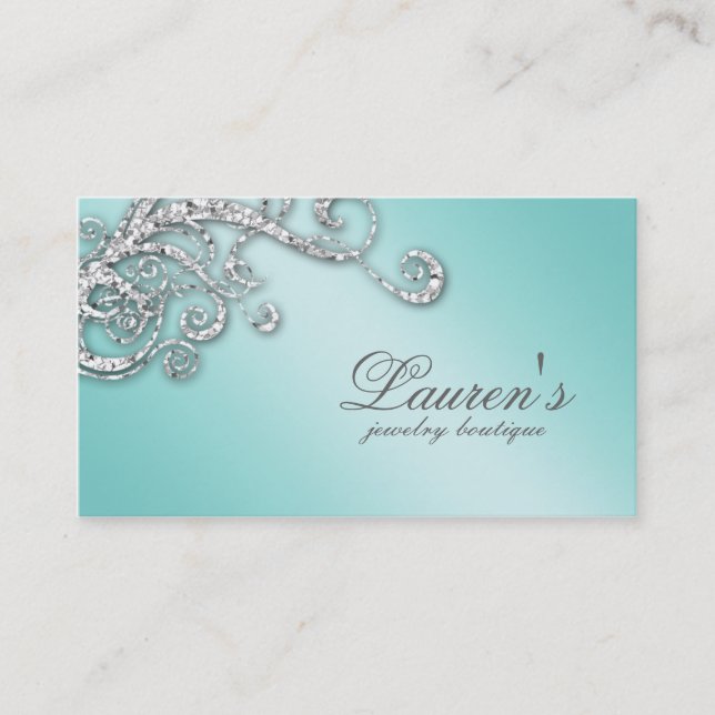 Jewellery Swirl Business Card Glitter Diamonds (Front)